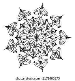 Easy mandala like flower or star, basic and simple mandalas Coloring Book for adults, seniors, and beginner. Digital drawing. Floral. Flower. Oriental. Book Page. Vector.