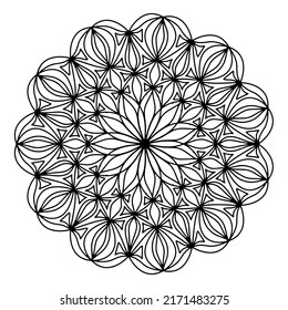 Easy mandala like flower or star, basic and simple mandalas Coloring Book for adults, seniors, and beginner. Digital drawing. Floral. Flower. Oriental. Book Page. Vector.