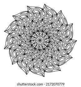 Easy mandala like flower or star, basic and simple mandalas Coloring Book for adults, seniors, and beginner. Digital drawing. Floral. Flower. Oriental. Book Page. Vector.