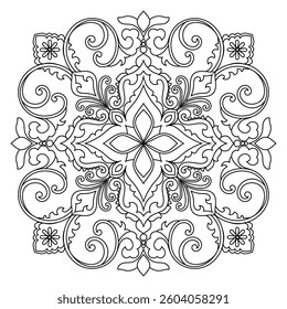 Easy Mandala Line Drawings for Coloring and Drawing Book