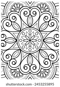 Easy mandala pattern coloring pages for adults - simple mandalas black and white outline art - mandala coloring pages