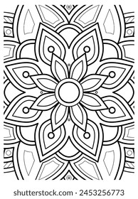 Easy Mandala pattern coloring pages for adults - simple mandalas black and white outline - mandala vector art