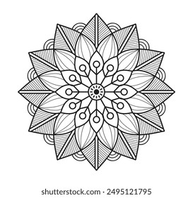 Easy mandala pattern coloring pages for kdp - Simple Mandalas Black and White artwork hand drawing Vector