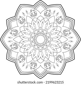 Easy Mandala, Simple Mandala, Doodle Halloween Pumpkin Candle coloring pattern Vector on Transparent background. Decorative ornament kids friendly graphic elements. Coloring book page. Coloring sheet.