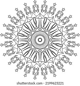 Easy Mandala, Simple Mandala, Doodle Halloween Spider coloring pattern Vector on Transparent background. Decorative ornament kids friendly graphic elements. Coloring book page. Coloring sheet.