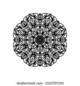 Easy mandala, simple mandalas flowers coloring page on white background.