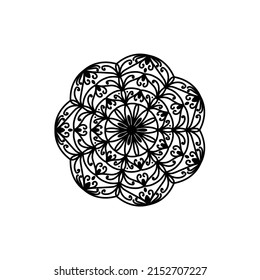 Easy mandala, simple mandalas flowers coloring page on white background.