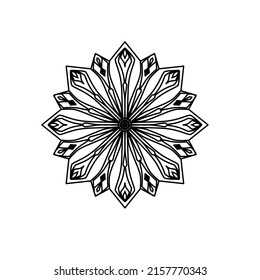 Easy mandala, simple mandalas flowers coloring page on white background.