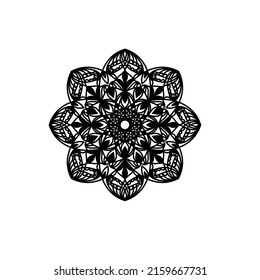 Easy mandala, simple mandalas flowers coloring page on white background.