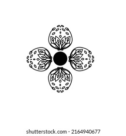 Easy mandala, simple mandalas flowers coloring page on white background.