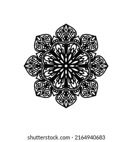 Easy mandala, simple mandalas flowers coloring page on white background.