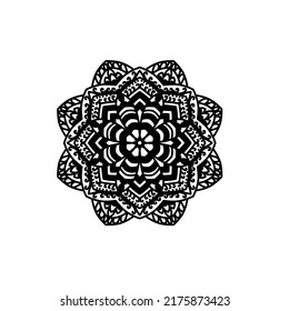 Easy mandala, simple mandalas flowers coloring page on white background.