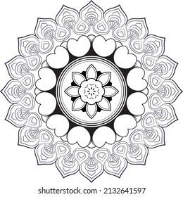 Mandalas fáciles de colorear de meditación, Mandala básica en forma de círculo floral para principiantes, adultos, adultos mayores y niños.