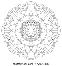 Easy Mandalas Pattern Adult Coloring Page Easy Flowers Doodles for Kids, Seniors and all ages who begins to practice the skill of coloring.