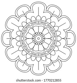 Easy Mandalas Pattern Adult Coloring Page Stock Vector (Royalty Free ...