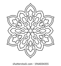 Easy mandalas vector, simple and basic floral big small line art for beginners, adults and seniors. Mandala coloring page doodle mandalas flower on white isolated background.