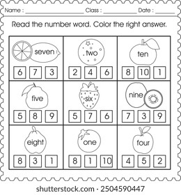 Easy mathematics worksheet for kids  (match number)