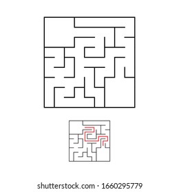 Easy maze. Game for kids. Puzzle for children. Labyrinth conundrum. Find the right path. Vector illustration.