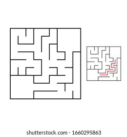 Easy maze. Game for kids. Puzzle for children. Labyrinth conundrum. Find the right path. Vector illustration.