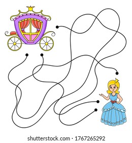 Easy Maze. Labyrinth For Kids. Activity Worksheet. Puzzle For Children. Cartoon Character. Logical Conundrum. Color Vector Illustration.