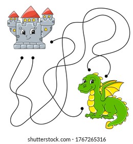 Easy maze. Labyrinth for kids. Activity worksheet. Puzzle for children. Cartoon character. Logical conundrum. Color vector illustration.