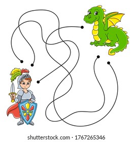 Easy maze. Labyrinth for kids. Activity worksheet. Puzzle for children. Cartoon character. Logical conundrum. Color vector illustration.