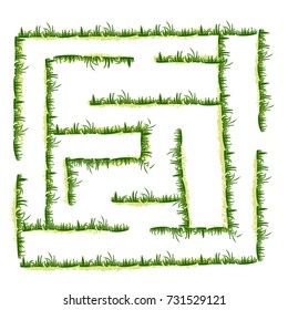  Easy maze puzzle game. Labyrinth for kids. Grass and nature motive