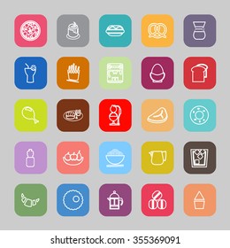 Easy meal flat line flat icons, stock vector