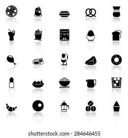 Easy meal icons with reflect on white background, stock vector