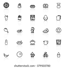 Easy meal line icons with reflect on white, stock vector