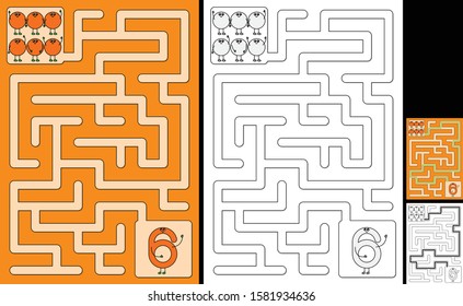 Easy number maze for kids with a solution - worksheet for learning numbers - recognizing number 6