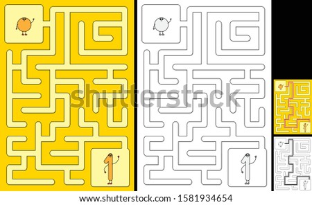 Easy number maze for kids with a solution - worksheet for learning numbers - recognizing number 1