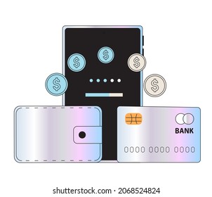 Easy online banking operations with credit or bank account from mobile device or smatphone. Transaction from bank application to another bank account. Money transfer or withdrawal between cards.