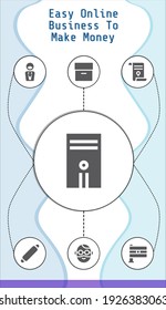 easy online business to make money editable infographic template with icons of Agreement, Archive, Computer, Man, Manager, Rolling pin, India