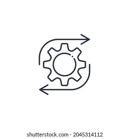 Fácil funcionamiento, motor de negocios o realización de soluciones. Icono lineal vectorial aislado en fondo blanco.