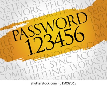 Easy Password 123456 word cloud concept