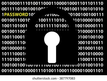 easy password and padlock on black and white binary code background