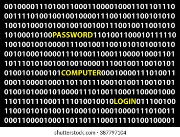easy passwords on black and white binary code background
