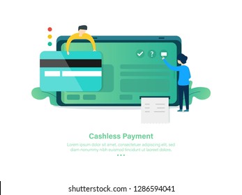 Easy Payment with apps. Cashless Payment Concept. 3d Isometric Vector Illustration.