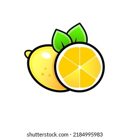 Easy Peasy Lemon Squeezy Vector Illustration. Full and sliced lemon.