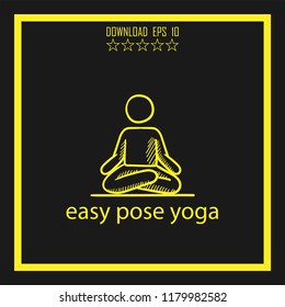 easy pose yoga sketch vector icon