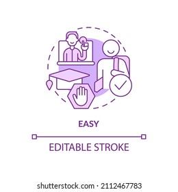 Easy purple concept icon. No education required for professional project. Web 3 0 abstract idea thin line illustration. Isolated outline drawing. Editable stroke. Arial, Myriad Pro-Bold fonts used