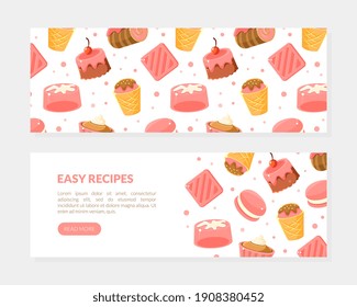 Easy Recipes Landing Page Template, Cooking Course, Class, Tasty Recipes, Online Food Ordering Website Interface Cartoon Vector Illustration