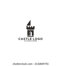 easy to recognize and remember simple castle logo on white background