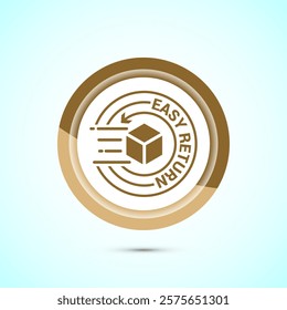 Easy return icon design illustration, Easy return label for product packaging. Gold color button design