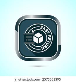 Easy return icon design illustration, Easy return label for product packaging. Gray shadow button design