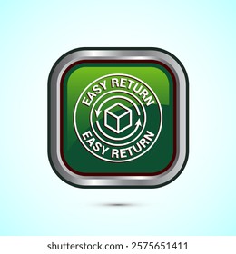 Easy return icon design illustration, Easy return label for product packaging. Green color square button design