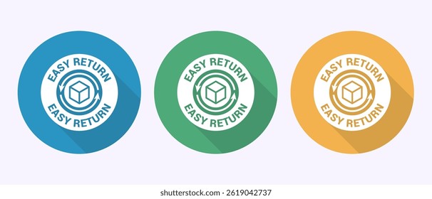 Easy return icon design illustration, Easy return label sign in shadow button design