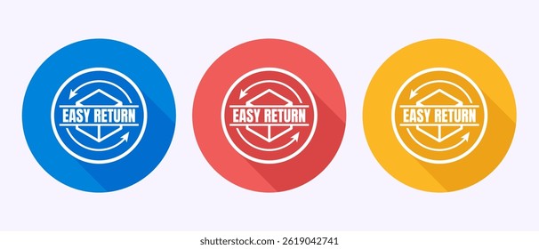 Easy return icon design illustration, Easy return label sign in shadow button design