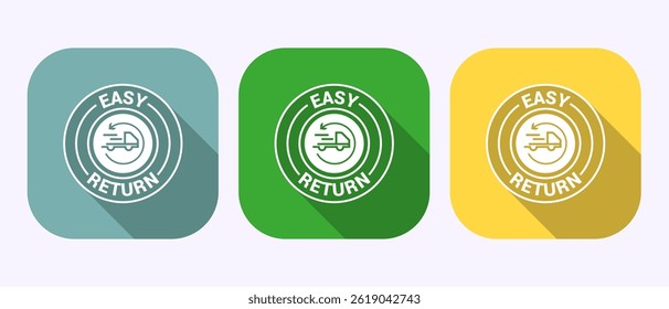 Easy return icon design illustration, Easy return label sign in shadow button design